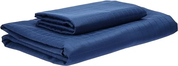 طقم ملاءة سرير مفرد من Hotel Linen Klub 2 قطعة - 250TC 100٪ Cotton Dobby Box Sateen ، الحجم: 160 × 220 سم ، كحلي