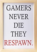 LOWHA gamers never die they respawn Wall Art with Pan Wood framed Ready to hang for home, bed room, office living room Home decor hand made wooden color 23 x 33cm By LOWHA