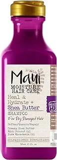 Maui Moisture Heal & Hydrate + شامبو زبدة الشيا ، 13 أونصة ، شامبو خالٍ من الكبريتات مع زبدة الشيا وزيت جوز الهند ، لشعر أكثر نعومة مع أطراف متقصفة أقل وضوحًا.