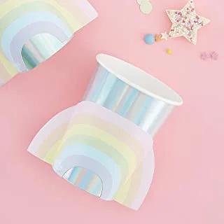 Gingerray Rainbow and Iridescent Paper Cups 8 Pieces, multicolour, one size