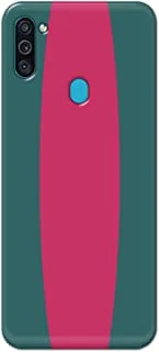 غطاء جراب خالص بتصميم مطفأ اللمعة لهاتف Samsung Galaxy M11 / A11-Oval Band أخضر وردي