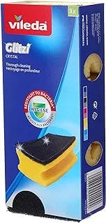 Vileda Glitzi dishwashing Sponge 3 pieces high foam scourer For tough dirt, vileda sponge for dishes with an abrasive side removes the most stubborn dried dirt and has an antibacterial effect.