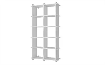 Brv Moveis Book Shelf With Ten Shelves, White - H 180 Cm X W 90 Cm X D 29.4 Cm