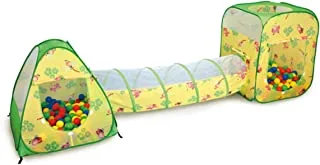 Funz Foldable Kids Tent With Tuennel And 100 Balls, Magic Ball House Wonder Castle, 3 In 1 Play Set F24, Multi Color
