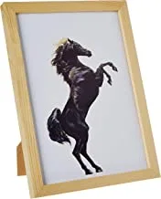 لوحة فنية جدارية ملونة على شكل حصان واقف من لووا مع لوحة خشبية مؤطرة جاهزة للتعليق للمنزل وغرفة النوم والمكتب وغرفة المعيشة والديكور المنزلي مصنوع يدويًا بألوان خشبية 23 × 33 سم من LOWHa