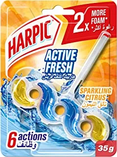 Harpic Active Fresh Toilet Cleaner Rim Block, Sparkling Citrus, 35 g