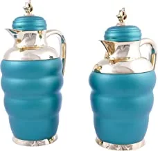 Rawiya 2 Pieces Coffee And Tea Vacuum Flask Set Size: 0.7/1.0 Liter Color: Matt Green/Gold