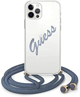 جراب GUESS Crossbody Script لهاتف iPhone 12 Pro Max (6.7 بوصة) - أزرق عتيق