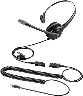 VoiceJoy Call Center Monaural Headset w/Noise Canceling Mic for Polycom Aastra Allworx Alcatel Lucent AltiGen Comdial Digium Mitel Nortel Norstar Meridian Avaya Landline Deskphones-HD251-A, black