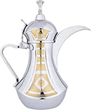 دلة السيف العربية للقهوة المصنوعة من الفولاذ المقاوم للصدأ الحجم: 40 أونصة ، اللون: كروم / ذهبي