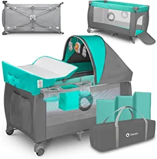 Lionelo Sven Plus 2 In 1 Travel Bed Playpen Turquoise Blue