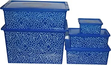QUTUO صندوق تخزين زخرفي خفيف بعجلات - 5 مقاسات كبيرة ، أزرق نيون ، TR004-3