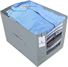 Kuber Industries Shirt Stacker|Baby Clothes Organizer|Drawer Closet Organizer|Cloth Storage Box|Non Woven (Grey) 40 x 25 x 24 Cm