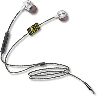 BUDI Wired Music سماعة أذن رياضية وسماعة رأس مزودة بعلبة معدنية وسماعات أذن داخلية ستريو 3.5 ملم مع ميكروفون