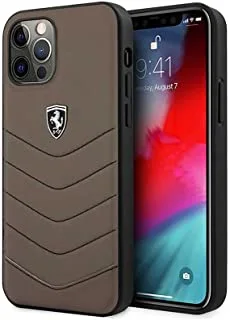Ferrari Hertitage Quilted Leather Hard Case For iPhone 12 pro Max - Brown