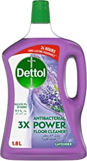 Dettol Antibacterial Power Floor Cleaner (Kills 99.9% of Germs), Lavender Fragrance, Can be Paired with Vacuum Cleaner for Cleaner and Shinier Floors, 1.8L