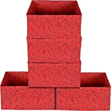 Kuber Industries Dresser Drawer Organizer Box|Clothes Organizer|Closet Storage Organizer|Foldable Cloth Storage Box|Drawer Storage (Red)