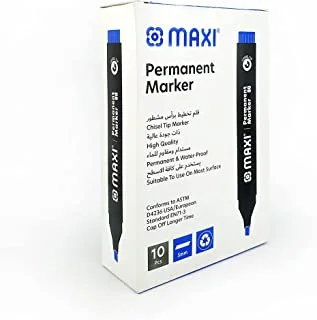 MAXI PERMANENT MARKER CHISEL BOX OF 10PC BLUE