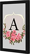 LOWHA A letter Pink roses Wall art wooden frame Black color 23x33cm By LOWHA