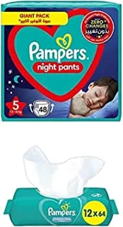 Pampers Baby-Dry Night, Size 5, 192 Diaper Pants + 768 Complete Clean Wet Wipes