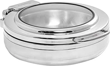 VERONA STAINLESS STEEL INDUCTION CHAFER;ROUND/ 6.8LTR / 7.2U.S.QT/GLASS LID - W06-1011 UBU