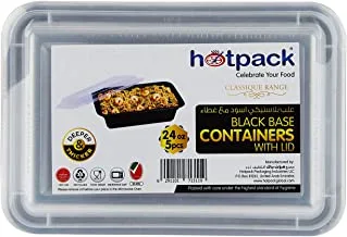 Hotpack Microwaveable Rectangular Black Base Meal Prep Container With Clear Lid, Lunch Boxes 24 Oz 5 Pieces ' 5 Units