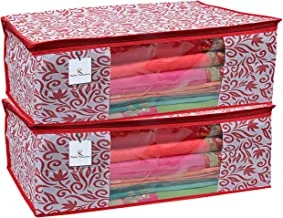 Kuber Industries 2 Piece Non Woven Saree Cover Set, Red,7 Inches Height -CTKTC6383
