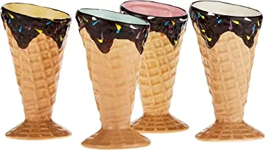 Shallow Dessert Cone-Shaped, 4 Piece, Multi-Colour, IC263-4IC
