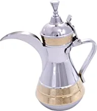 دلة السيف المصنوعة من الفولاذ المقاوم للصدأ للقهوة العربية الحجم: 32 أونصة ، اللون: كروم / ذهبي ، K55724 / 32T