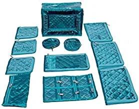 Kuber Induatries™ Jewellery Kit/Make Up Kit/Box With 12 Pouches In Heavy Quilted Satin