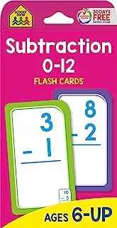 School Zone - Subtraction 0-12 Flash Cards - Ages 6 and Up, 1st Grade, 2nd Grade, Numbers 0-12, Math, Problem Solving, Subtraction Problems, Counting, and More