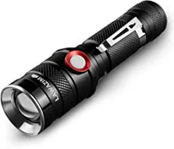 Lawazim Rechargeable Tactical Flashlight, Aluminum Frame, Zoomable, Lithium Ion Battery Included