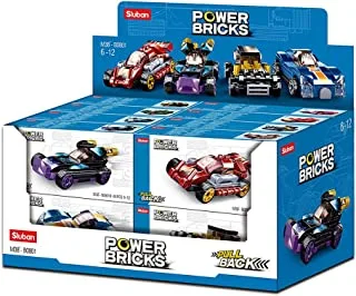 Sluban Power Bricks Series Pull Back Car Building Blocks (16 Box) , for Ages 6+ Years Old