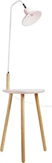 Neat Home Floor Lamp, Light Pink Model, With A Table And A Wooden Base, Pink Color, Large
