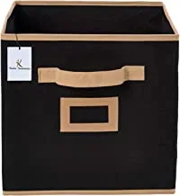 Kuber Industries Non Woven Small Foldable Storage Organiser Cubes/Boxes (Black)
