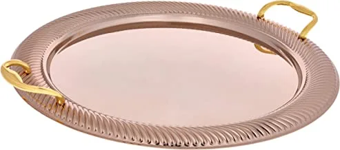 Round 3Pcs Tray Champagne Gold Plated With Gold Handle
