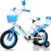 دراجة الفتيات SDUOBEI بعجلات تدريب عادية مقاس 14 بوصة ، أزرق