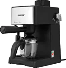 Geepas 240mlCappuccino Maker 800W – 4 Cup Stainless Steel Filters, Aluminium Alloy Boiler, Over Pressure Protected, Indicator OnOff Lights, 2 Cup Dispense, Detachable Drip Tray | 2 Years Warranty