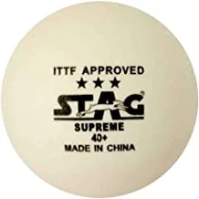 Stag High Performance 3 Star Supreme Table Tennis (T.T) Balls| Advanced 40+mm Ping Pong Balls for Training, Tournaments and Recreational Play| Durable for Indoor/Outdoor Game - White