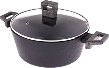 Al Saif Amercook Rock Stone Non Stick Casserole Cooking Pot 24 cm Black