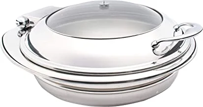 Sunnex Genoa Stainles Steel Induction Chafer;Round/ 6.8Ltr / 7.2U.S.Qt/Glass Lid - W36100 Uxw