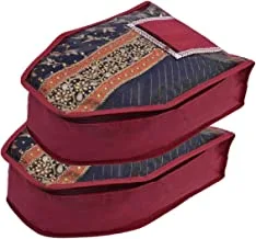 Kuber Industries Space Saver Closet Organizer|Foldable Clothes Cover|Wardrobe Organizer|Pack of 2 (Maroon) Standard