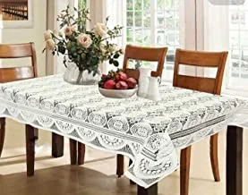 Kuber Industries Circle Design Cotton 6 Seater Dining Table Cover - Cream