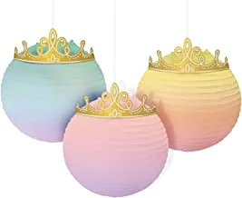 Amscan Disney Princess Pastel Crowned Paper Party Lantern Decorations, 3 Ct., Multicolor, One Size, 242862
