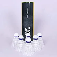 Nivia 702 Nylon Badminton Shuttlecocks (White, Medium Speed) | High Quality | Cork With Blue Band