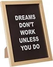 LOWHa Dreams do not work unless you do Wall art with Pan Wood framed Ready to hang for home, bed room, office living room Home decor hand made wooden color 23 x 33cm By LOWHa