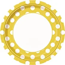 Unique Party 37475 - 23cm Yellow Polka Dot Party Plates, Pack of 8
