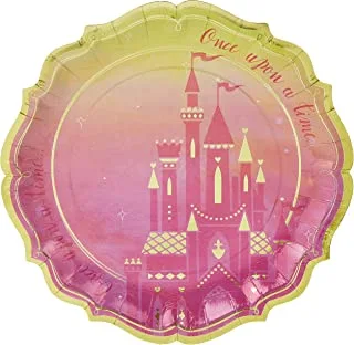 Amscan Disney Princess Pink And Metallic Gold Shaped Party Paper Plates 10.5 Inches, 8 Ct. (5972357), One Size