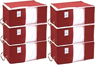 Kuber Industries Underbed Storage Bag, Storage Organiser, Blanket Cover Set of 6 - Maroon, Extra Large Size-CTKTC14144