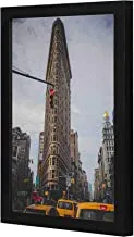 لووا مبنى فلاتيرون في مدينة نيويورك إطار خشبي فني جداري لون أسود 23x33 سم من LOWHA